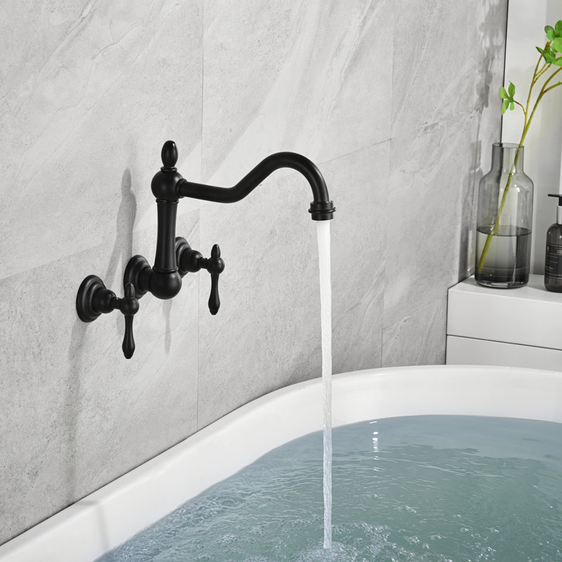 2 Handle Bathroom Bath Faucet, Black