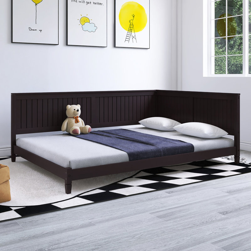 Lit double 80 po x 58 po en bois blanc, Brun