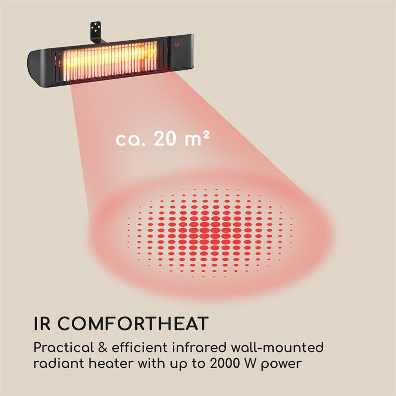 Electric Ceiling Mounted Patio Heater, Black