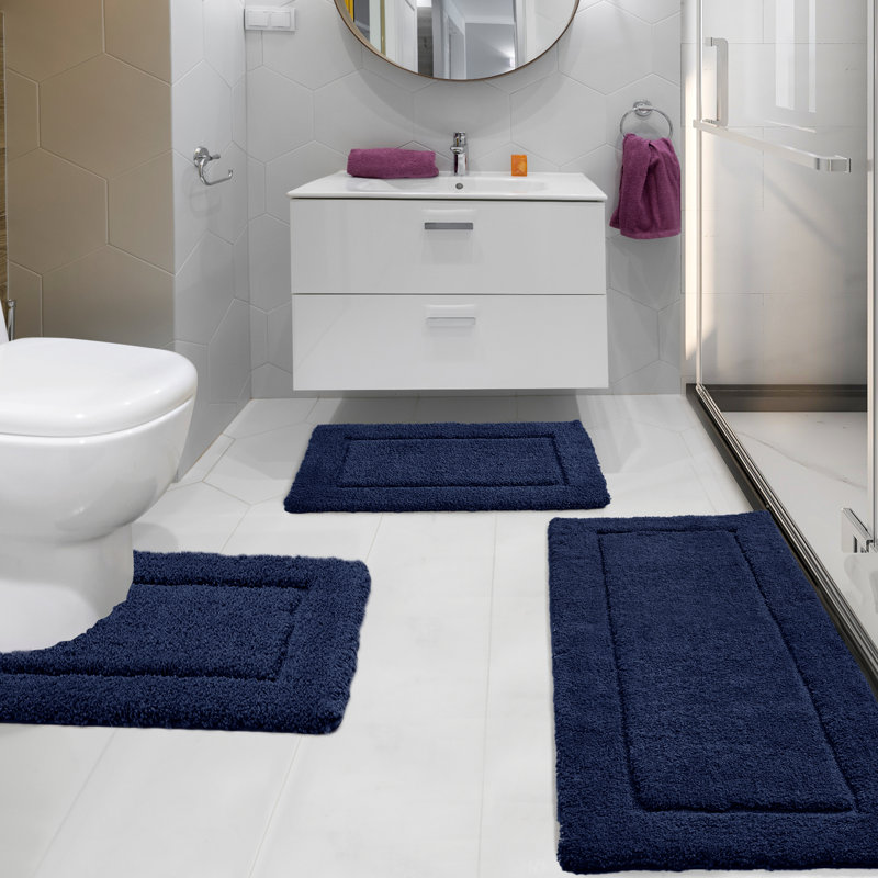 Super Soft Thick Plush Tufted Bathroom Rug, Navy, 24" W x 36" L