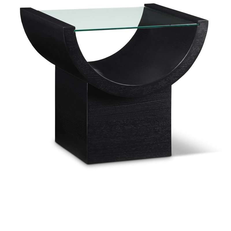 Caputto Glass Abstract End Table, Black
