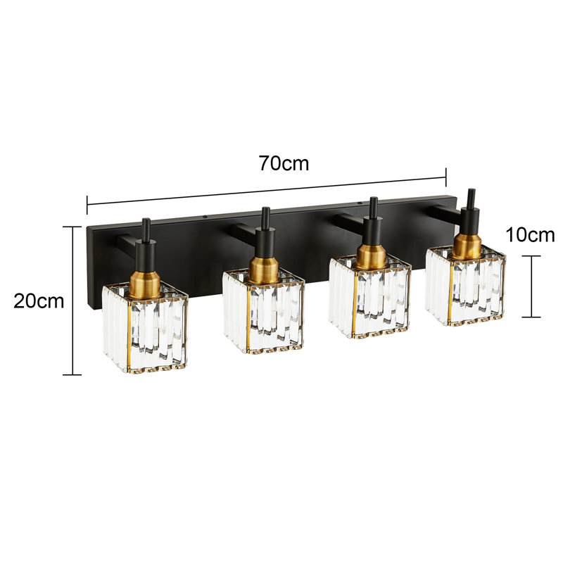 Dimmable Vanity Light, Black/Gold, 4 Lights