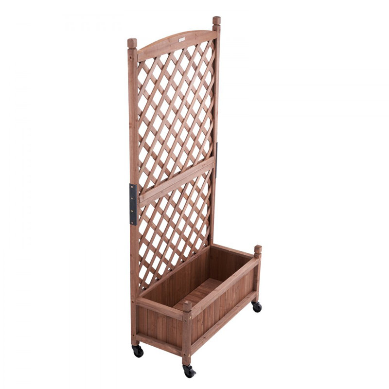 2 pièces Jardin surélevé avec treillis, 60 po x 13 po x 61,4 po jardinières en bois surélevées pour l'extérieur