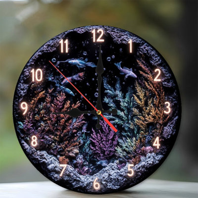Glowing Clock With Fish And Coral