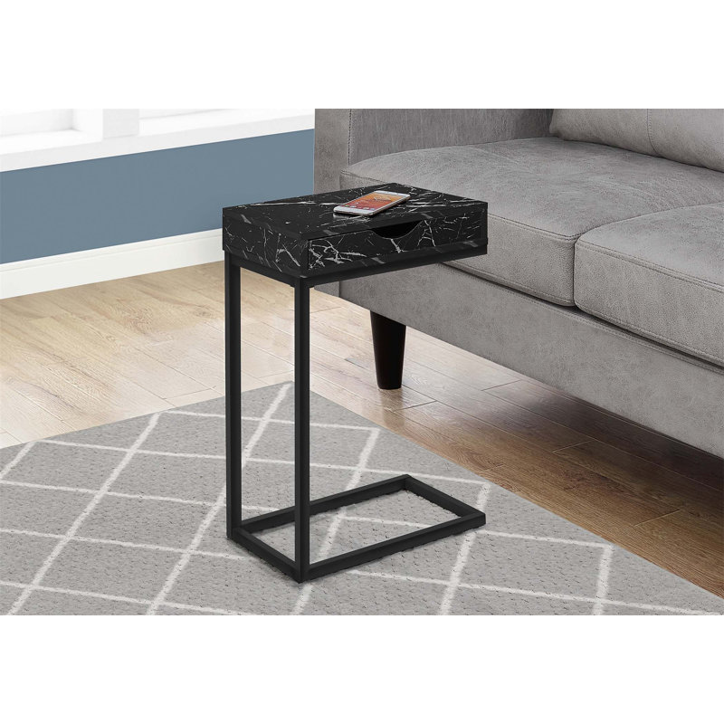 Table de bout Marybeth, Noir, Marbre noir, H 24,5 po x l 15,75 po x P 10,25 po