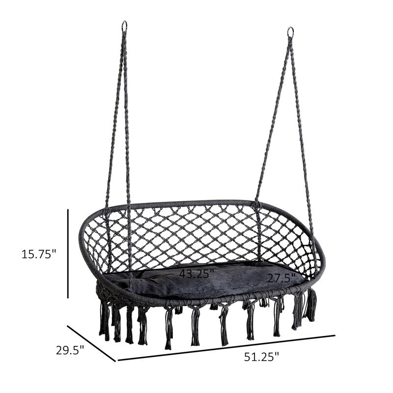 Balancelle en macramé pour 2 personnes Outsunny, Gris
