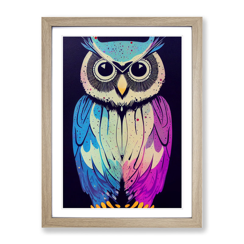 Owl in No.3 - Framed Print, 34cm H x 25cm W x 2cm D, Oak