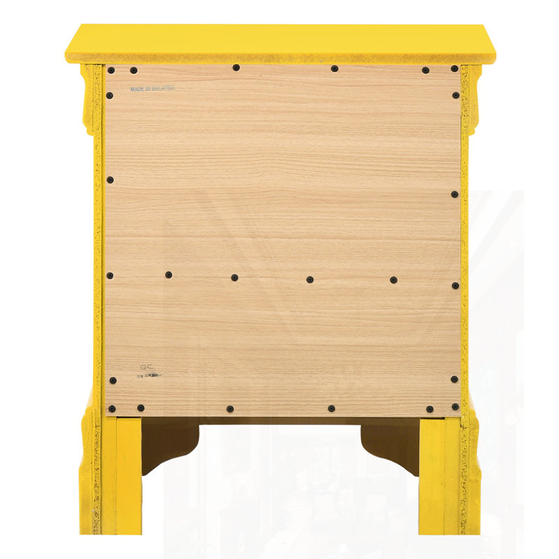 Charmante table de chevet traditionnelle jaune, Jaune