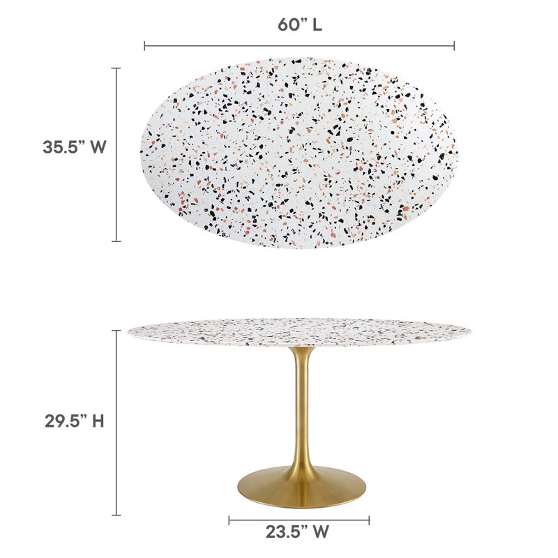 Modway Lippa 60" Oval Terrazzo Dining Table, Gold