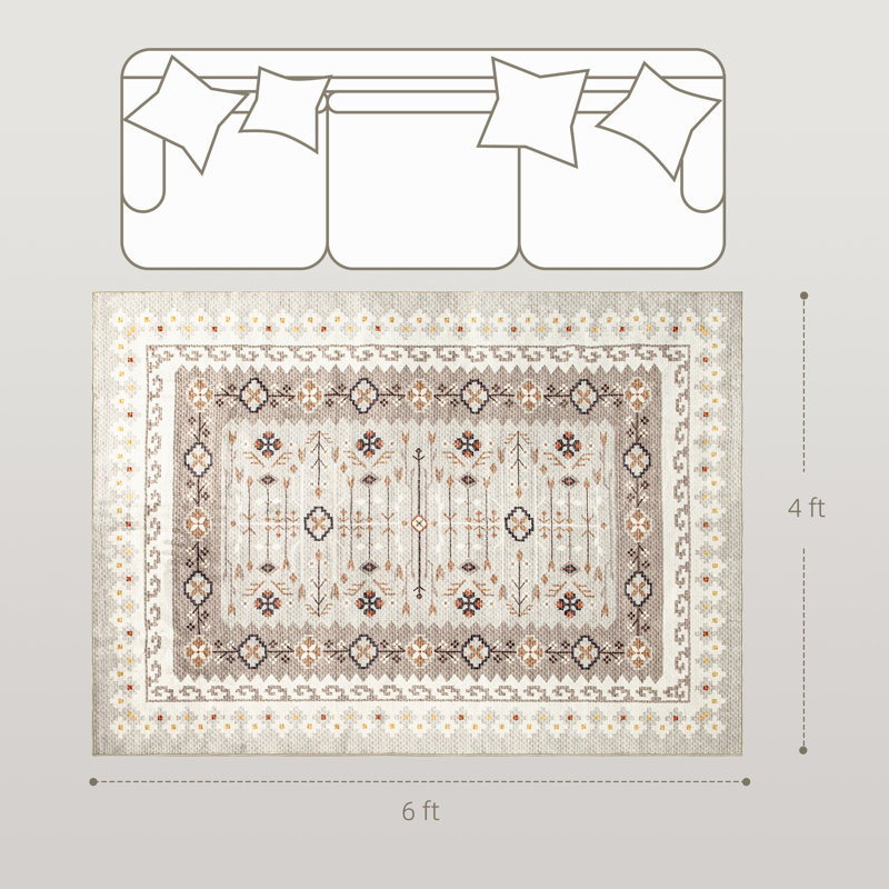 Tapis en flanelle à motif géométrique - brun, confortable sous les pieds, charme équilibré pour les coins / chambres à coucher