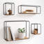 Wall Shelves | 4-Part Shelving Unit Made Of Metal And Real Wood Veneer | Wall Decor, Storage And Book Shelf For Bathroom, Living Room, Kitchen, Bedroom And More | Walnut-1893040084