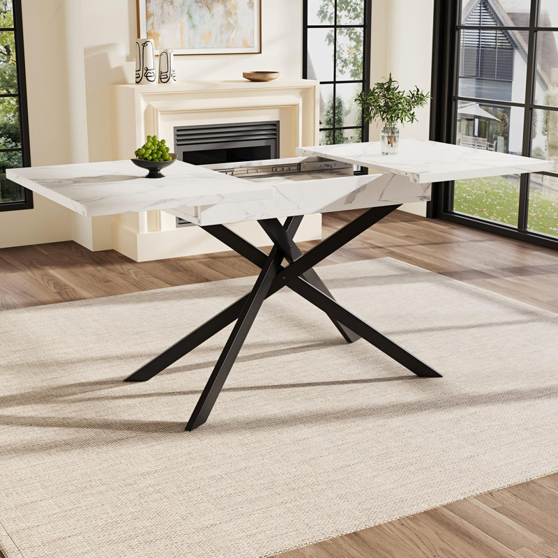 Extendable Metal Base Dining Table