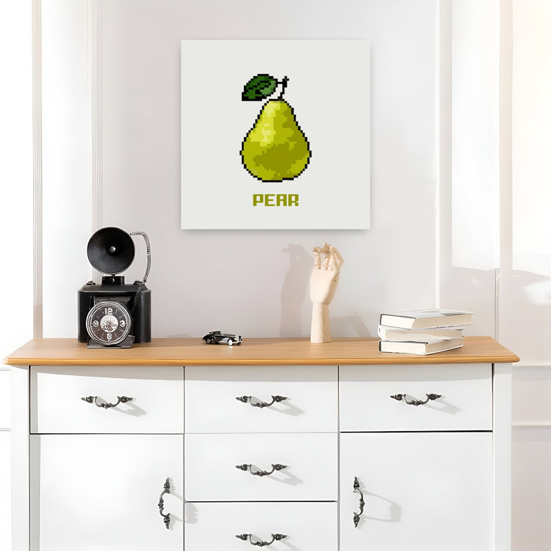 Art mural contemporain vert poire verte, H 18 po x l 18 po