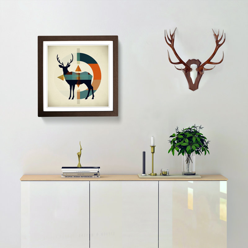 Deer Bauhaus - Framed Print, Walnut