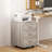 3 Drawer File Cabinet with Lock and Wheels, Grey Wood Grain