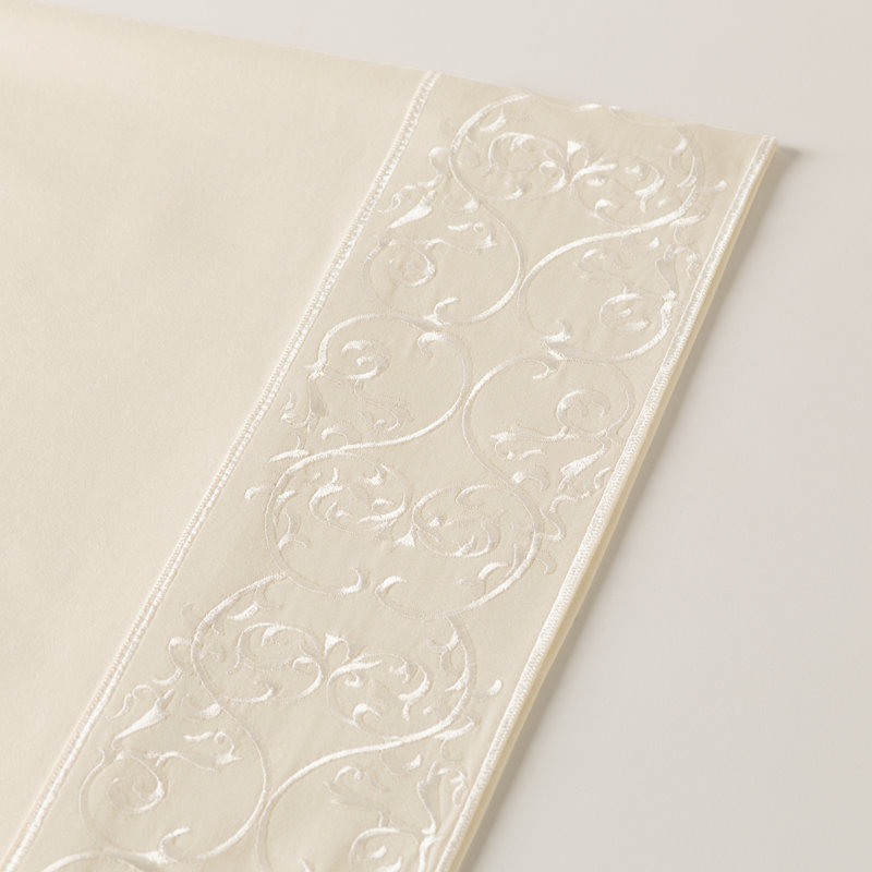 Light Grey Full Cotton Embroidered Damask Sheet Set