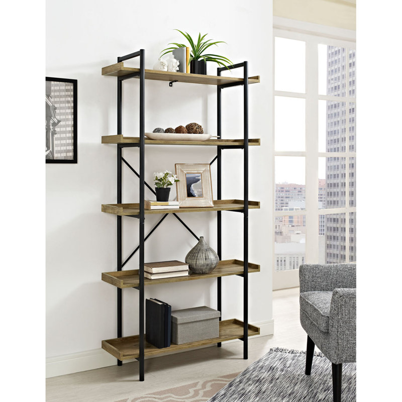 Jessica 92cm W Steel Etagere Bookcase, Metallic