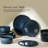 Stone Lain 12 Piece Modern Stoneware Dinnerware Set Plates, Bowls, Dark Blue-104314978