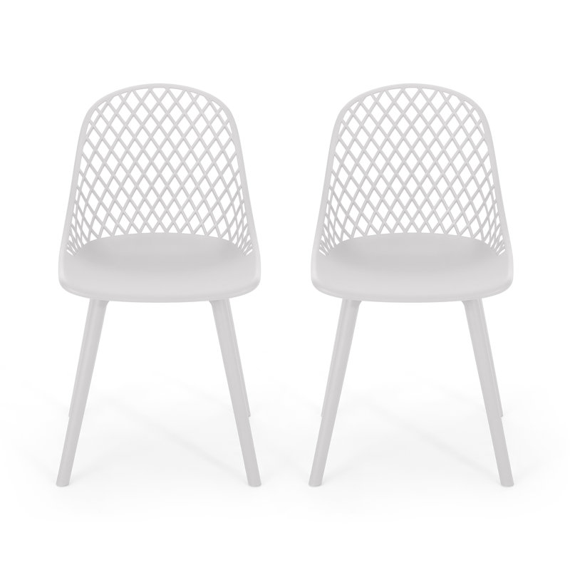 Weather- Outdoor Chair - White Polypropylene With Frame And Diamond Mesh Seat Stable Frame, , Style, White
