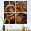 «Dark Orange Fractal Flower», ensemble de 4 reproductions d'art sur toile abstraites