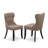 5 Piece Kitchen Table Set for 4 Includes a Round Dining Table with Dropleaf and 4 Coffee Linen Fabric Parson Dining Room Chairs, Wire brushed Black-1935586476-1935586479