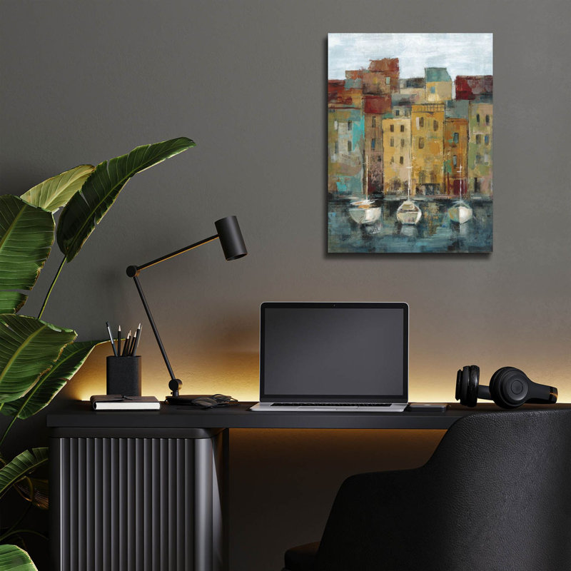  «Old Town Port 2» par Silvia Vassileva, art mural en verre acrylique, 12 po x 16 po