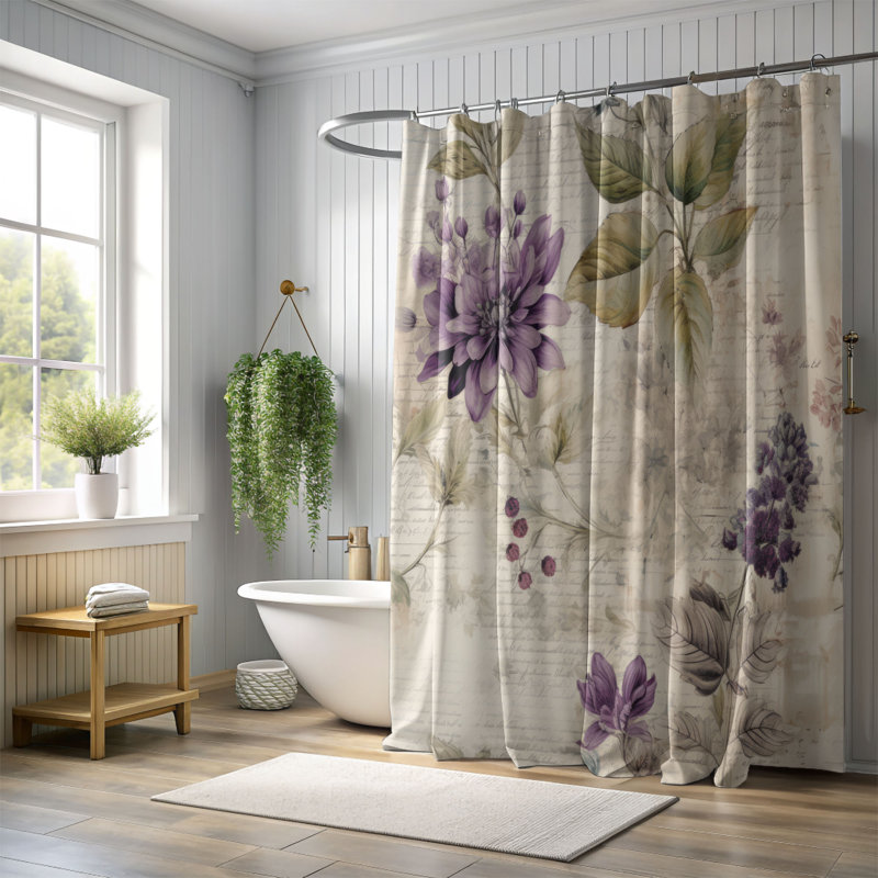 Rideau de douche Antique Blooms - Premium, H 74 po x l 71 po