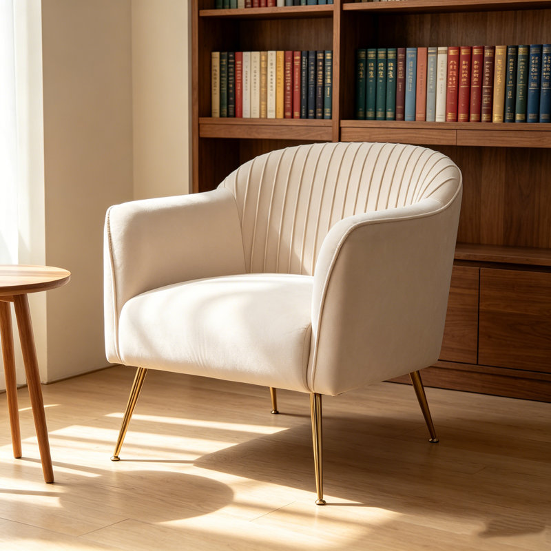 Fauteuil de chambre Modern Velvet, Beige