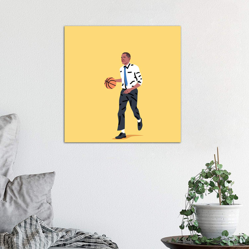 «Balling Barack» par Elad Shagrir - impression, Toile tendue, H 18 po x l 18 po x 1,5 po