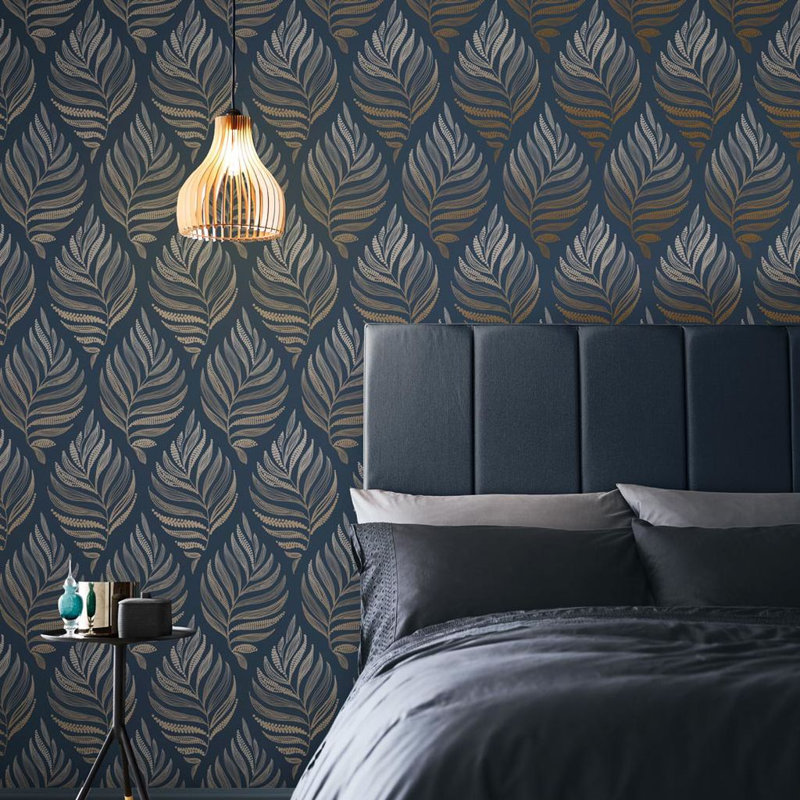 Botanica Floral Metallic Wallpaper Roll, Midnight
