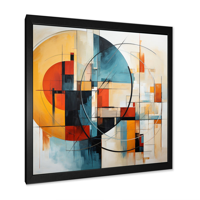 Fusion colorée de style Mid-Century abstrait II - impression, H 24 po x l 24 po x P 1 po, Cadre photo noir