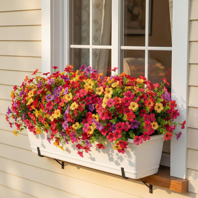 36Pcs Artificial Flowers for Outdoors, 36 Bundles Fake Daisy Flowers Spring Decor, UV Resistant Faux Flower Daisy with Eucalyptus for Garden Porch Planter Box,Multicolor,Mix