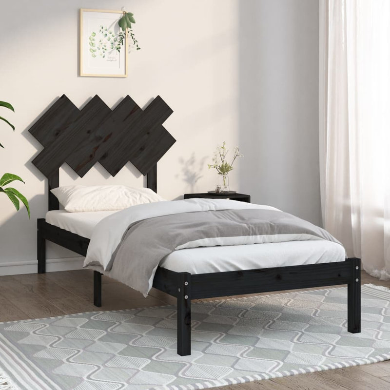 Bed Frame Solid Wood, white, European Single (90 x 200cm)