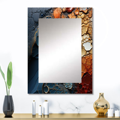 Blue and Orange Fluid Movements - Blue Wall Mirror Decor