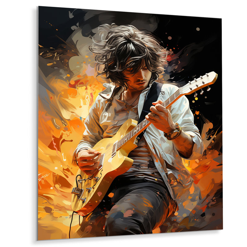 «Guitarist in Action - Musician Metal», art mural, H 32 po x l 16 po x P 1 po