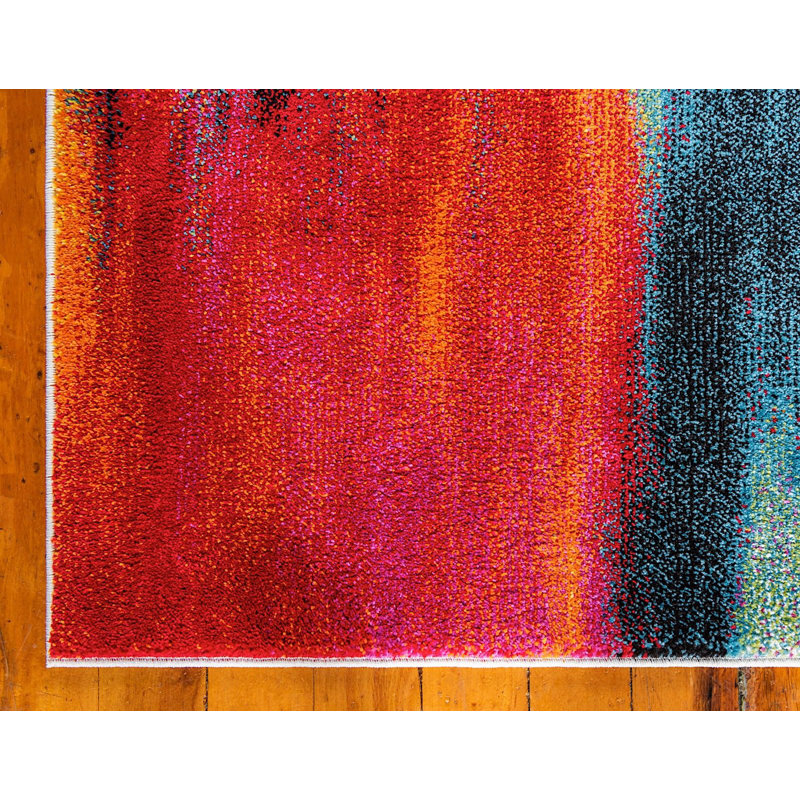 Tapis jaune / bleu à motif géométrique Tanguay, Rectangle 9 pi x 12 pi