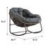Fauteuil à bascule de patio gris avec structure robuste et assise extérieure résistante à l'eau en fausse fourrure antirouille
