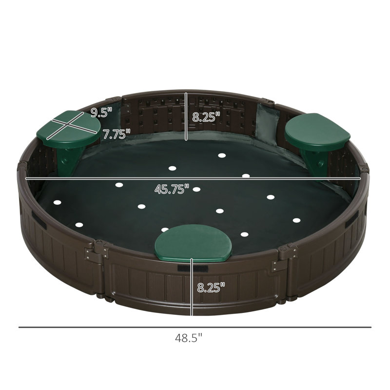 Outsunny Plastic Round Sandbox with Cover, 4.04'
