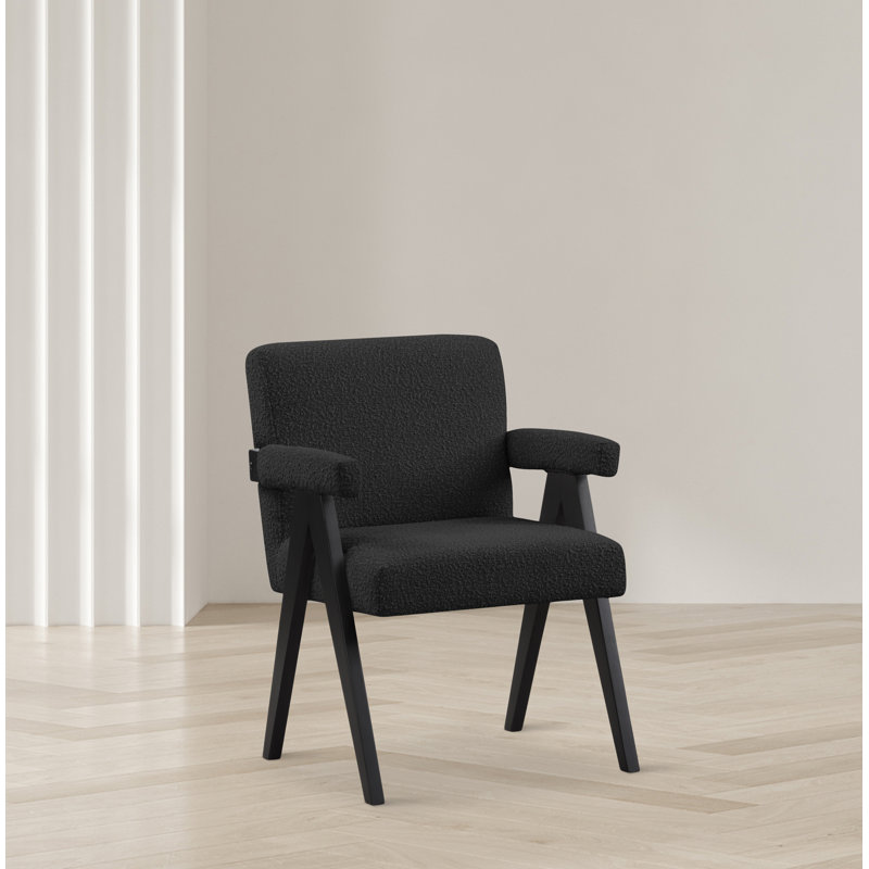Lilabeth 24.5" W Boucle Fabric Accent Chair, Black Boucle Fabric