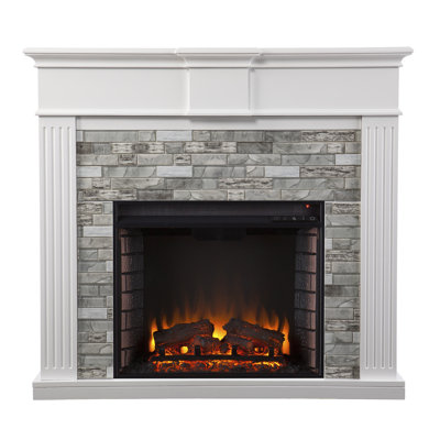 Eseli Electric Fireplace With Faux Stone Surround