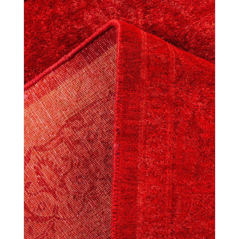 Hand-Knotted Red Wool Runner Rug 3' x 9'