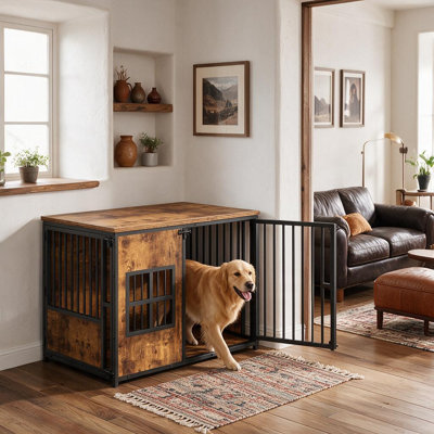 Grande niche pour chien avec rangement intégré, cage d'intérieur pour animaux de compagnie