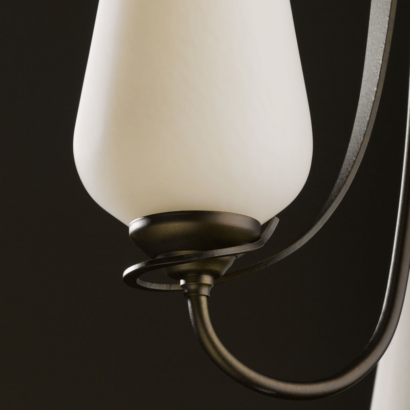 Flora 3 - Light Shaded Classic / Traditional Chandelier, Opal, Bronze