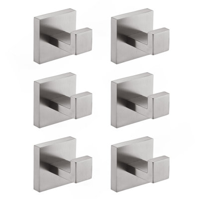 6 Pack Wall-Mounted Stainless Steel Bathroom Towel Hooks/Coat Hooks For Bathroom, Bedroom, Kitchen