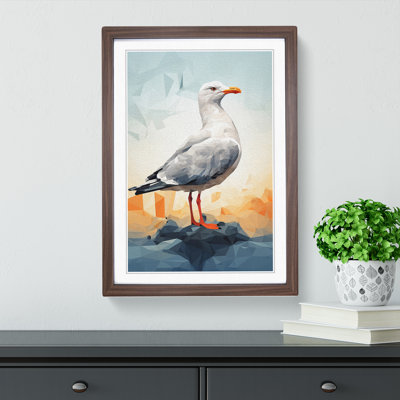 Seagull Geometric - Single Picture Frame Print on Wood