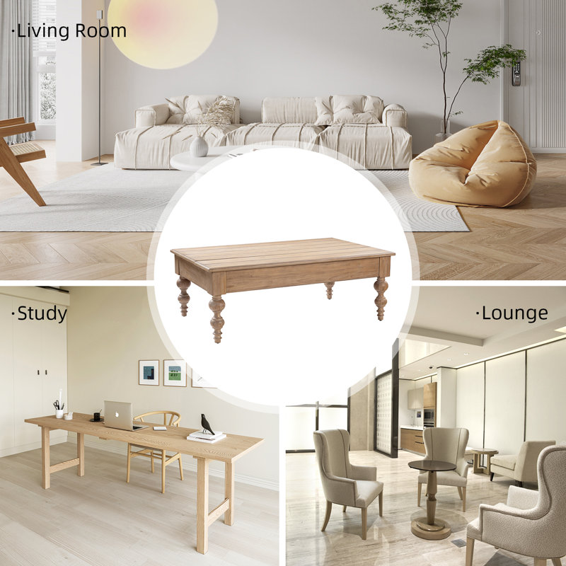 Aristidh Rectangular Lift Top Coffee Table with Storage Shelf, Natural