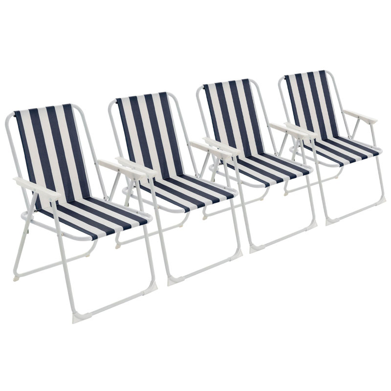 Folding Metal Beach Chairs - Stripe, Blue