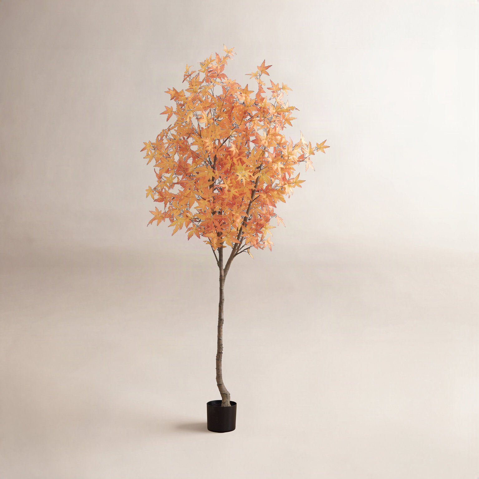 Apeton 84'' Faux Maple Tree in Pot, Orange