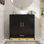 Meuble-lavabo noir ultrabrillant avec lavabo en céramique