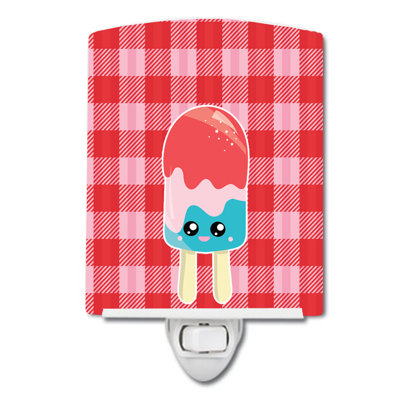 Ice Pop Popsicle Face Gingham Ceramic Night Light